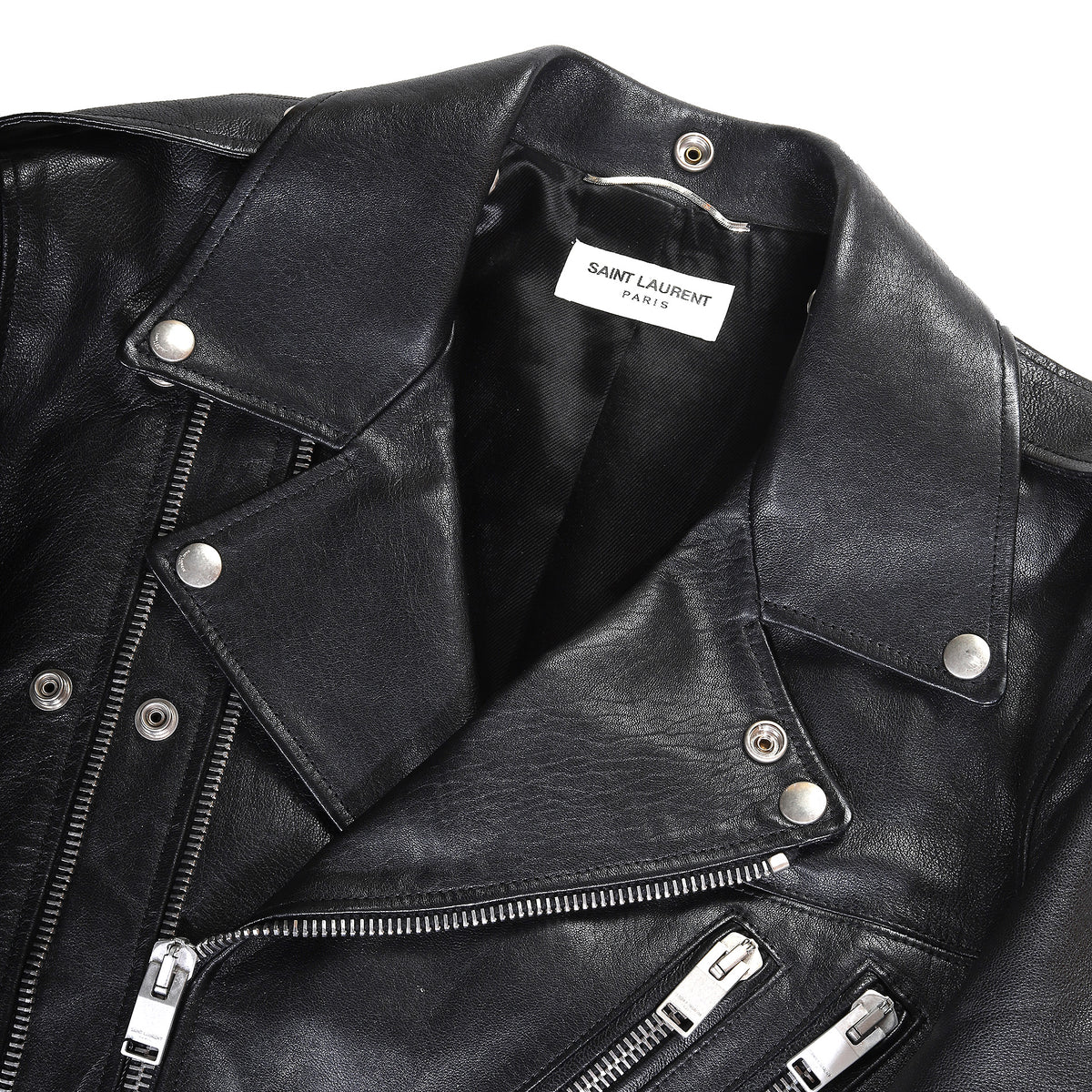 Saint Laurent Paris SS14 Multi Zip Black Leather Biker Jacket
