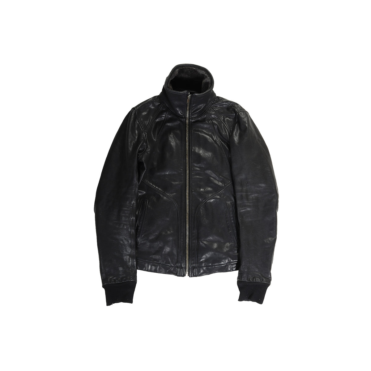 Rick Owens FW08 Stag Fur Collar Geo Leather Jacket