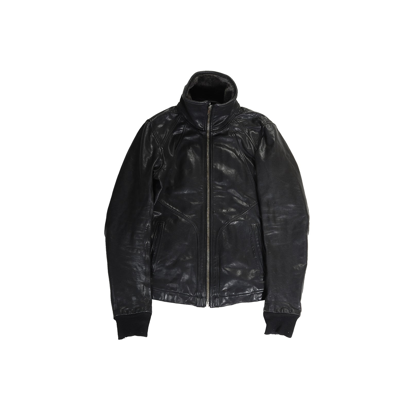 Rick Owens FW08 Stag Fur Collar Geo Leather Jacket