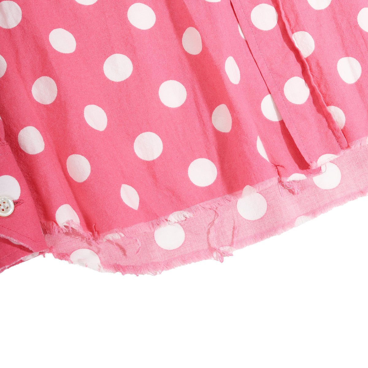Saint Laurent Paris SS16 Pink Polka Dot Raw Hem Shirt
