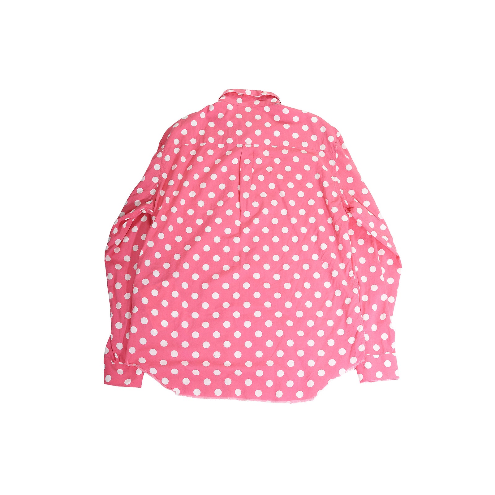 Saint Laurent Paris SS16 Pink Polka Dot Raw Hem Shirt