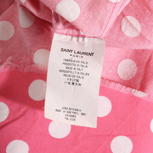 Saint Laurent Paris SS16 Pink Polka Dot Raw Hem Shirt