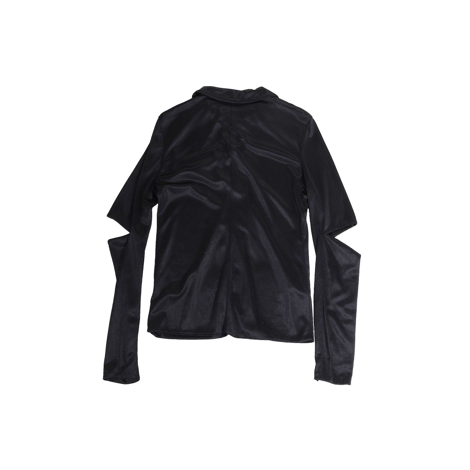 Helmut Lang 1997 Black Slashed Elbow Polo Shirt
