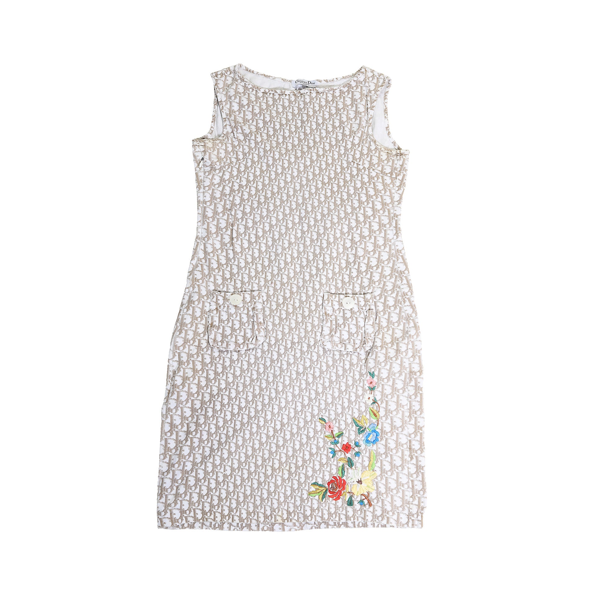 Dior SS05 by John Galliano Diorissimo Floral Embroidered Dress - kaibu Store Dior SS05 by John Galliano Diorissimo Floral Embroidered Dress - kaibu Store