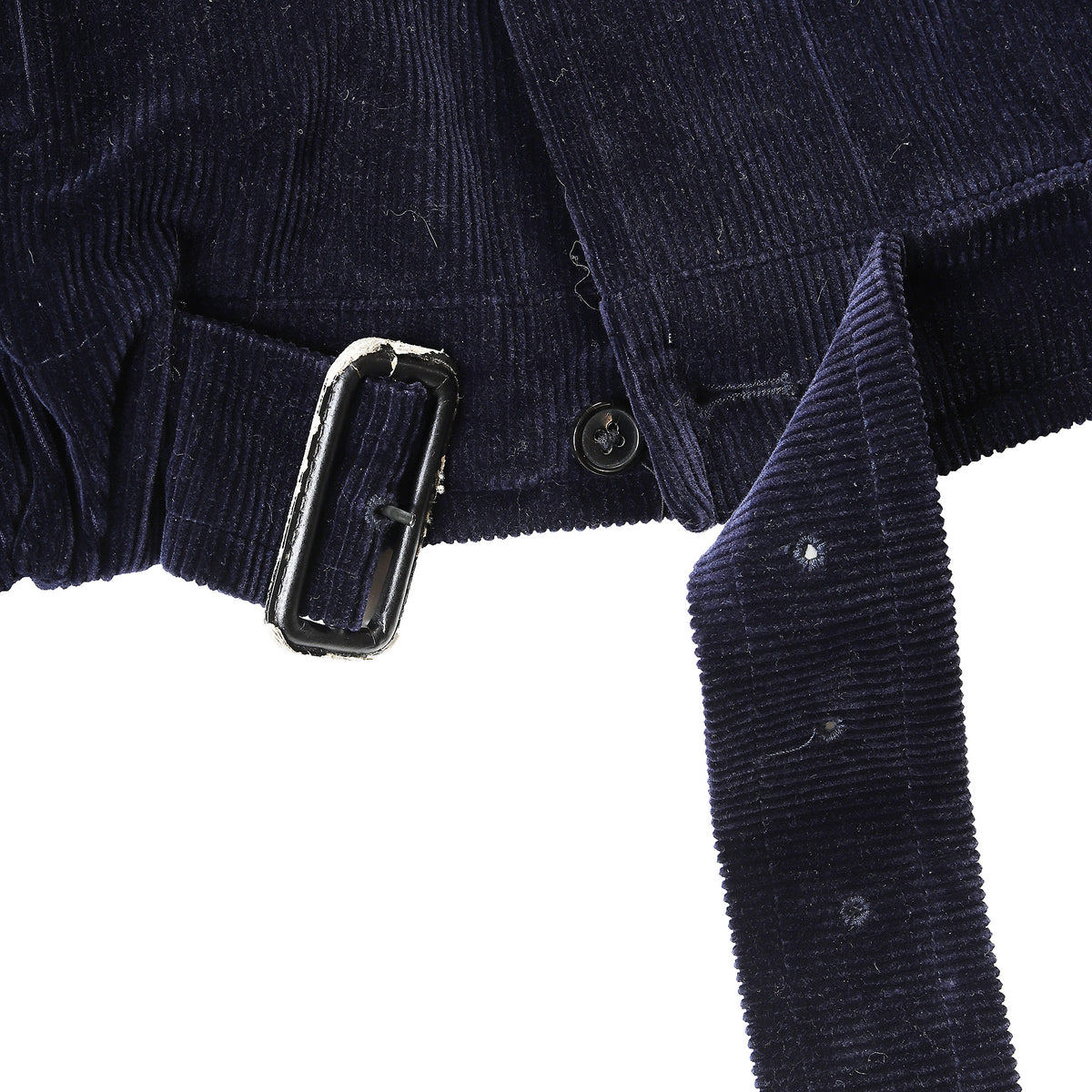 Dries Van Noten Navy Corduroy Belted Biker Jacket