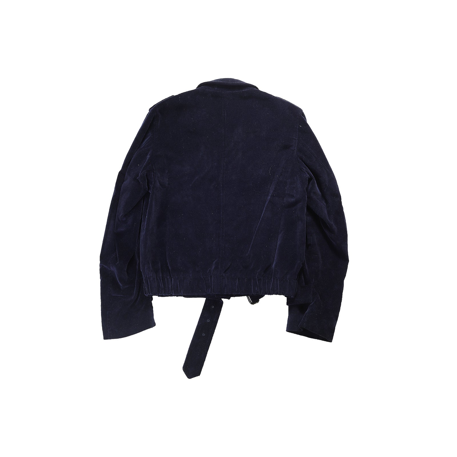 Dries Van Noten Navy Corduroy Belted Biker Jacket