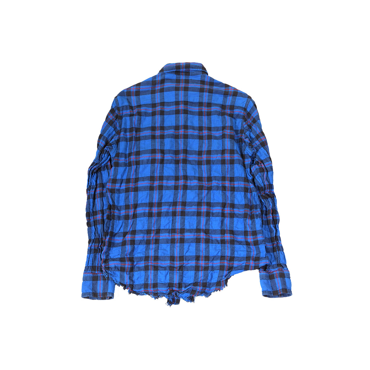 Saint Laurent Paris SS16 Surf Sound Distressed Raw Hem Plaid Shirt