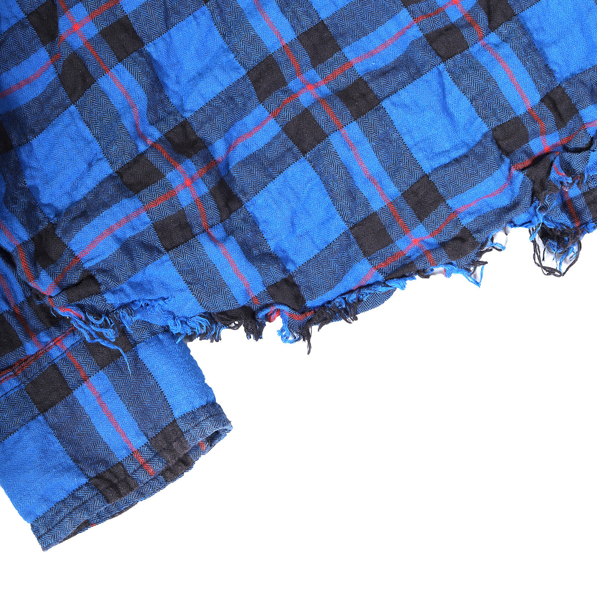 Saint Laurent Paris SS16 Surf Sound Distressed Raw Hem Plaid Shirt