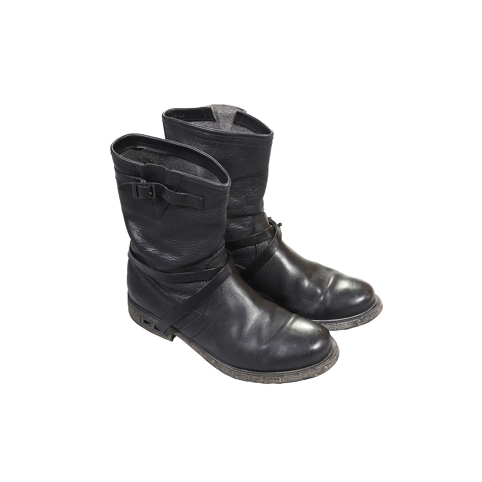 Dirk Bikkembergs Black Strapped Cowboy Boots