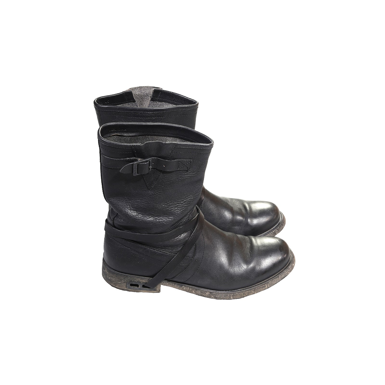 Dirk Bikkembergs Black Strapped Cowboy Boots