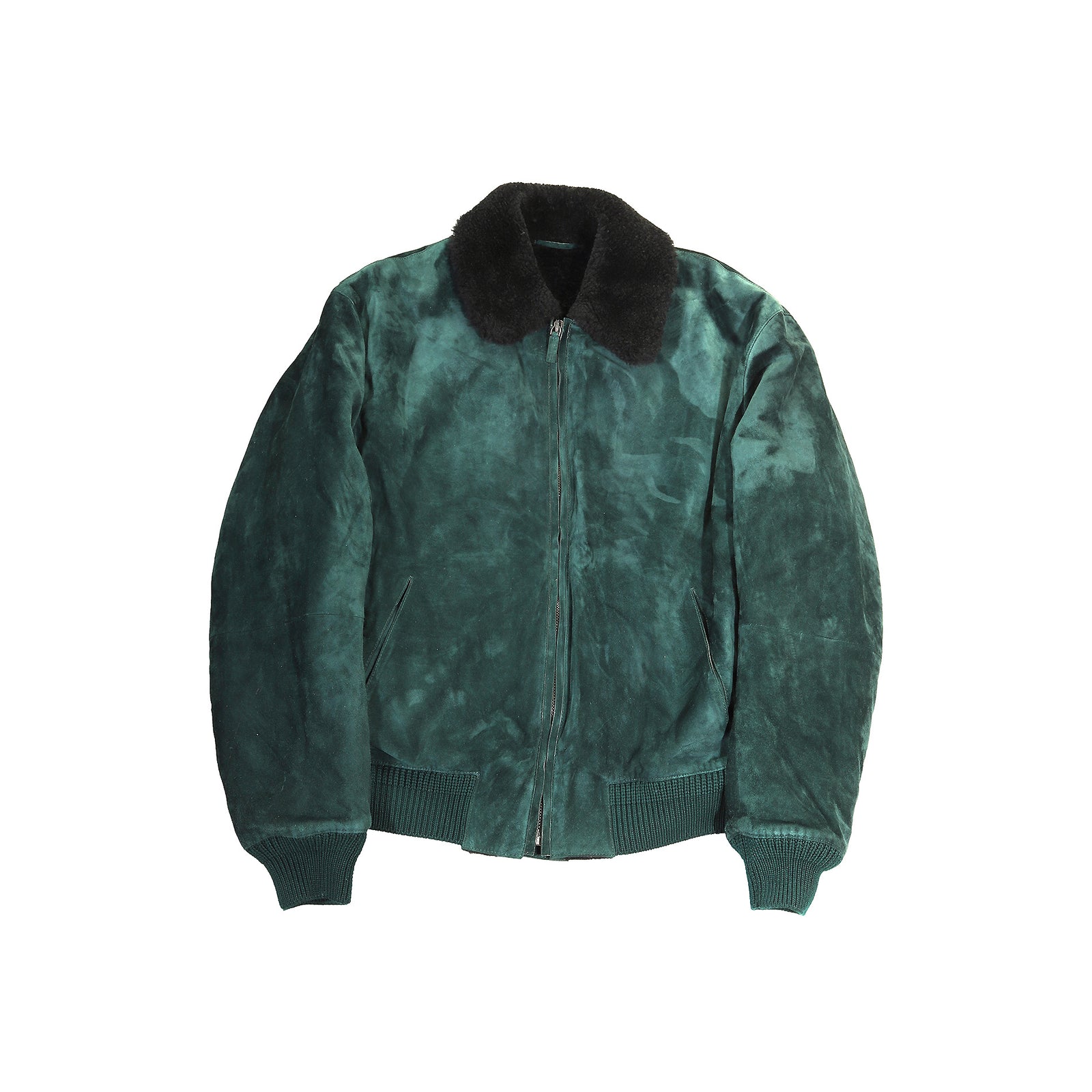 Berluti FW18 by Haider Ackermann Green Shearling Lizard Collar Bomber