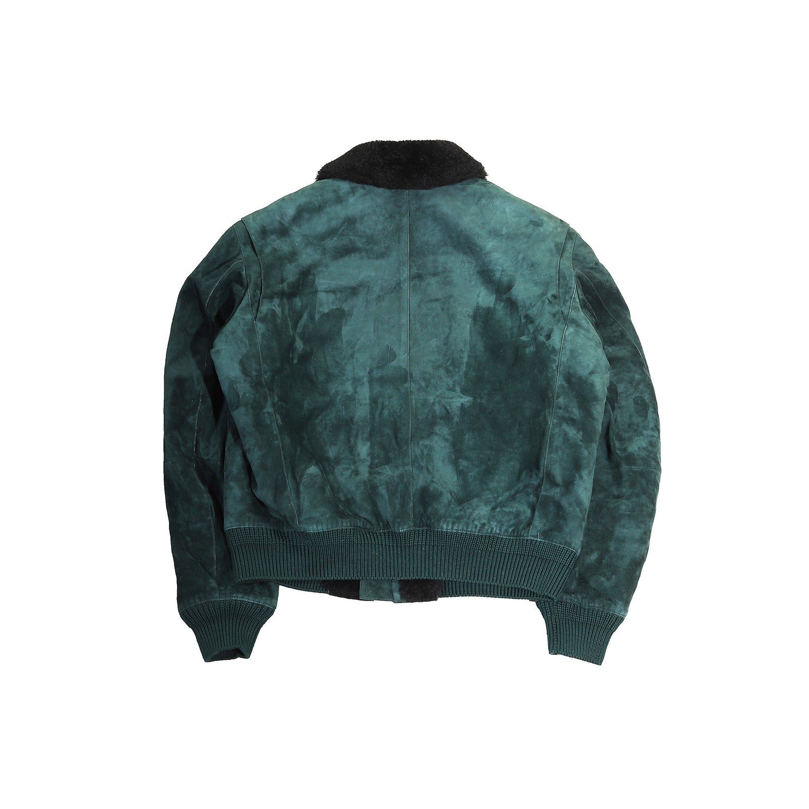 Berluti FW18 by Haider Ackermann Green Shearling Lizard Collar Bomber