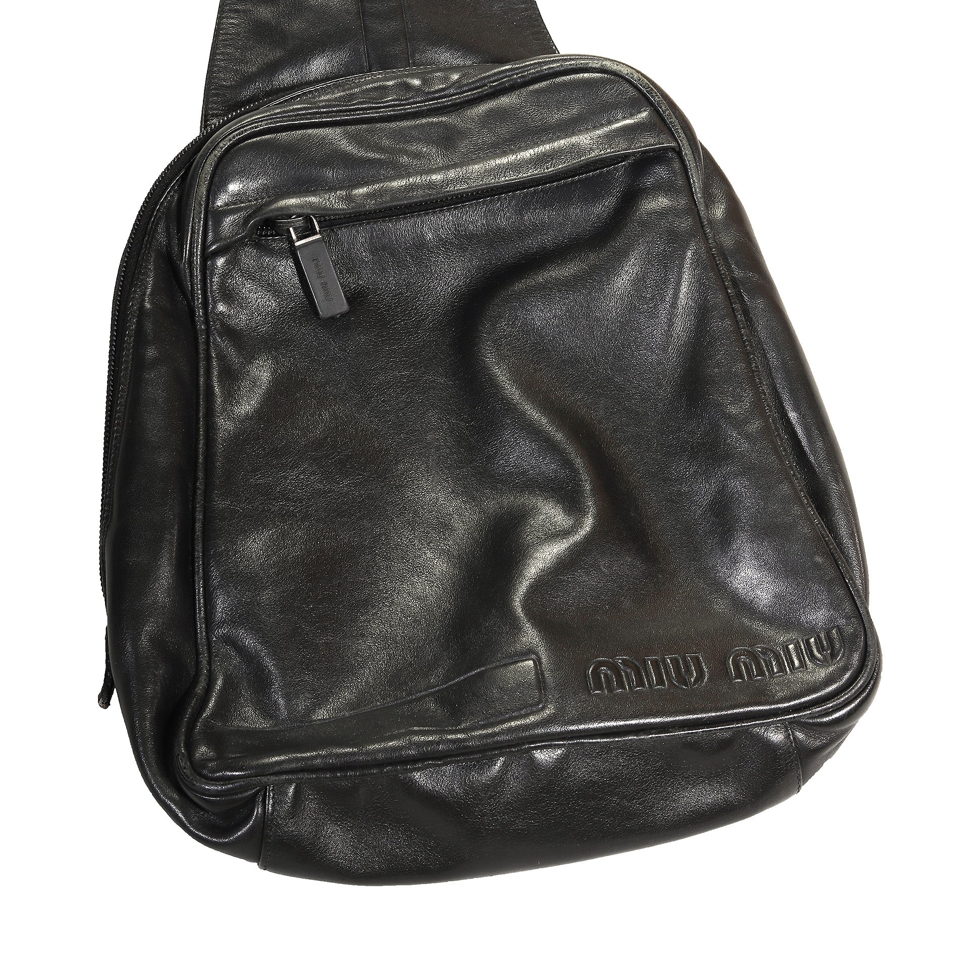 Miu Miu Black Leather Cargo Bag