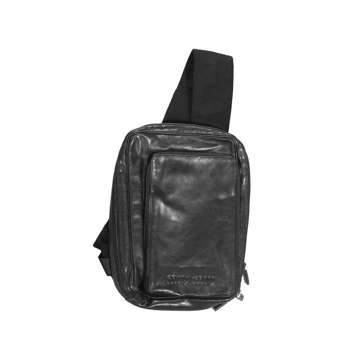 Miu Miu FW99 Black Leather Utility Backpack