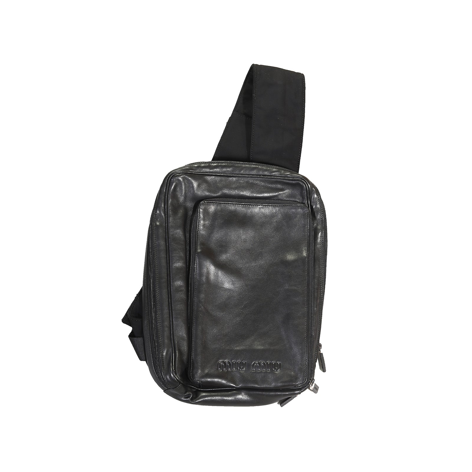 Miu Miu FW99 Black Leather Utility Backpack