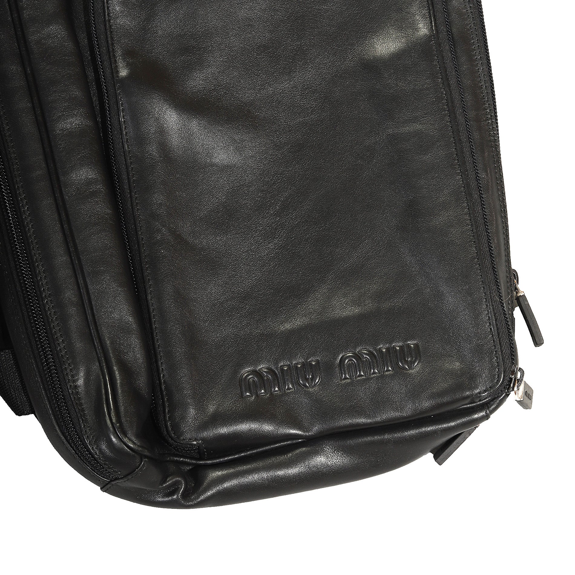 Miu Miu FW99 Black Leather Utility Backpack
