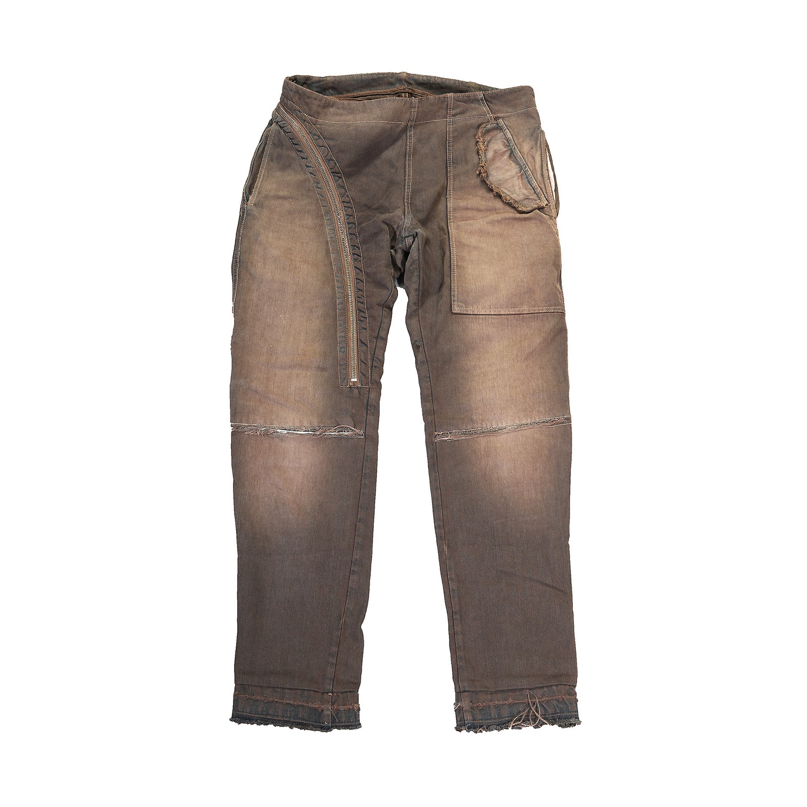 Rick Owens Faded Brown Aircut Denim