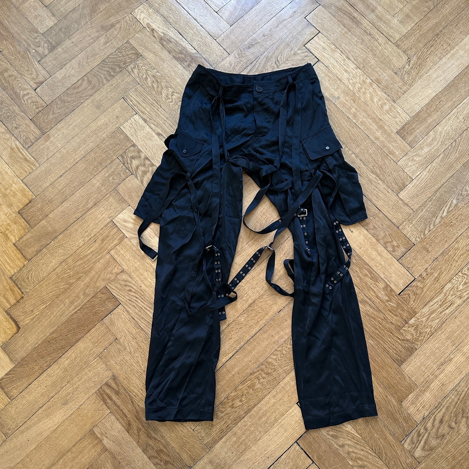 Jean Paul Gaultier Homme FW03 Black Bondage Nylon Cargo Pants