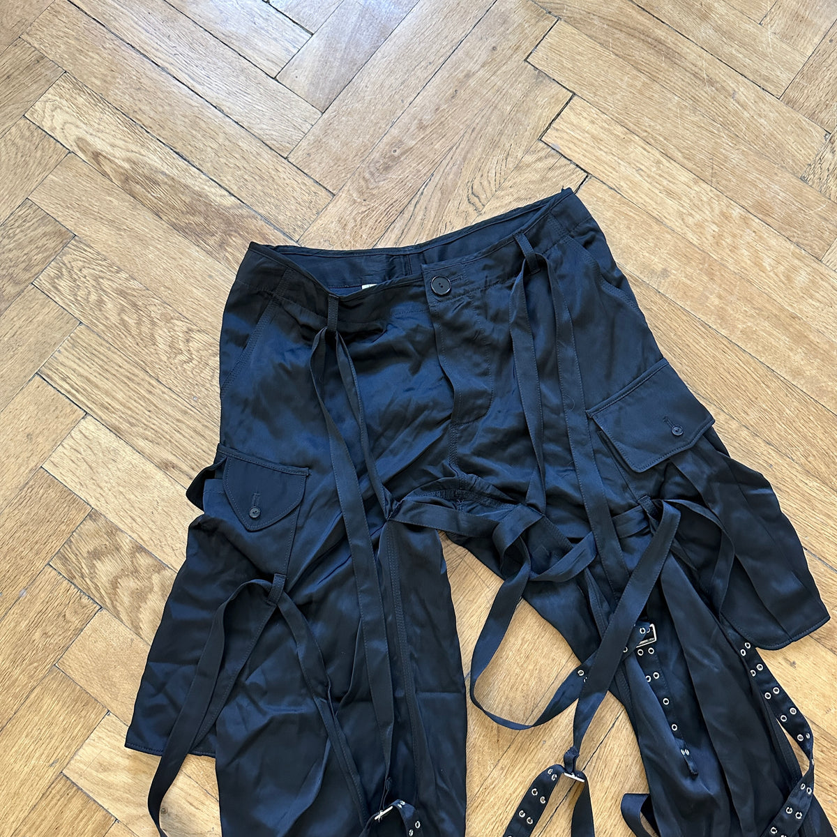 Jean Paul Gaultier Homme FW03 Black Bondage Nylon Cargo Pants