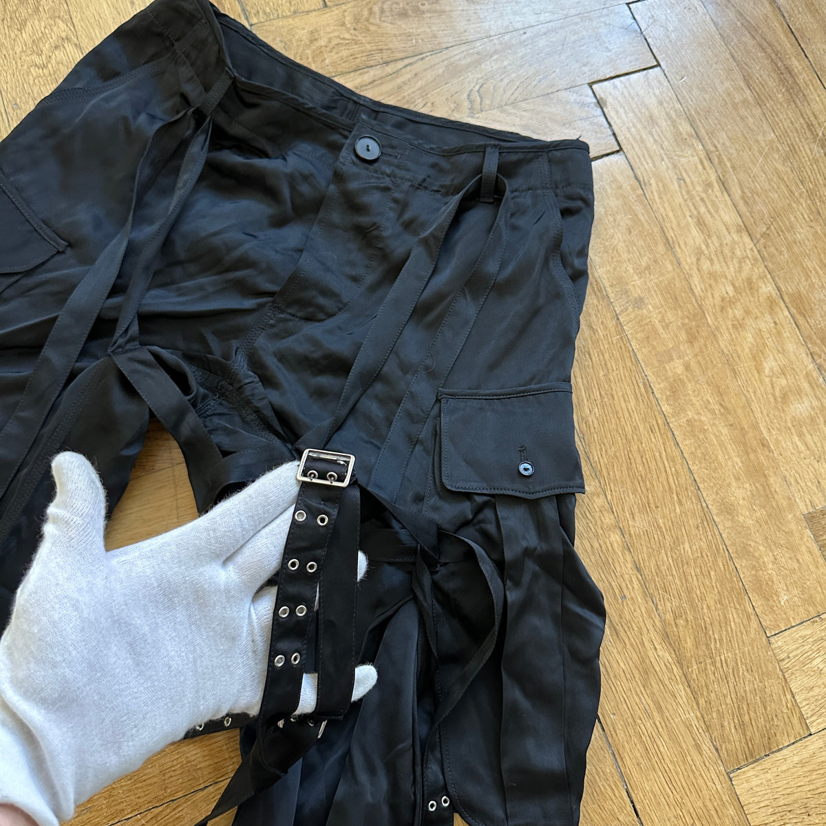 Jean Paul Gaultier Homme FW03 Black Bondage Nylon Cargo Pants