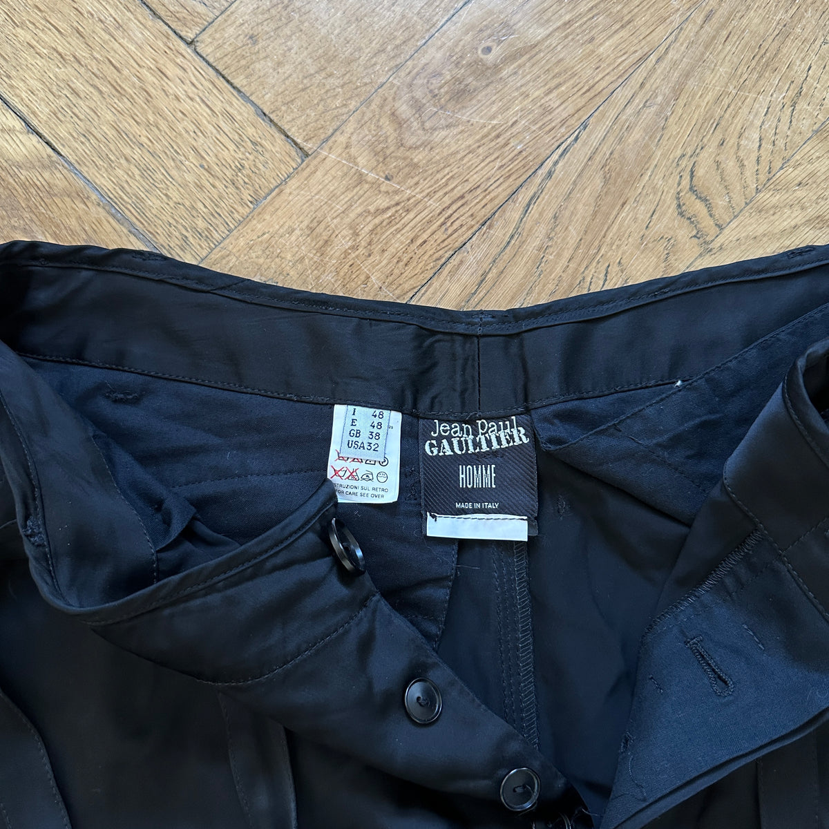 Jean Paul Gaultier Homme FW03 Black Bondage Nylon Cargo Pants