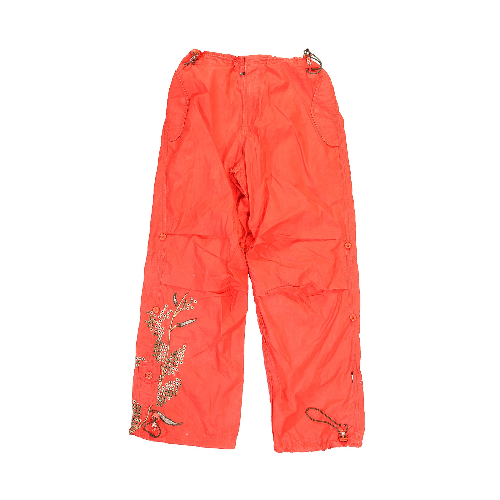 Maharishi Orange Floral Embroidered Track Pants