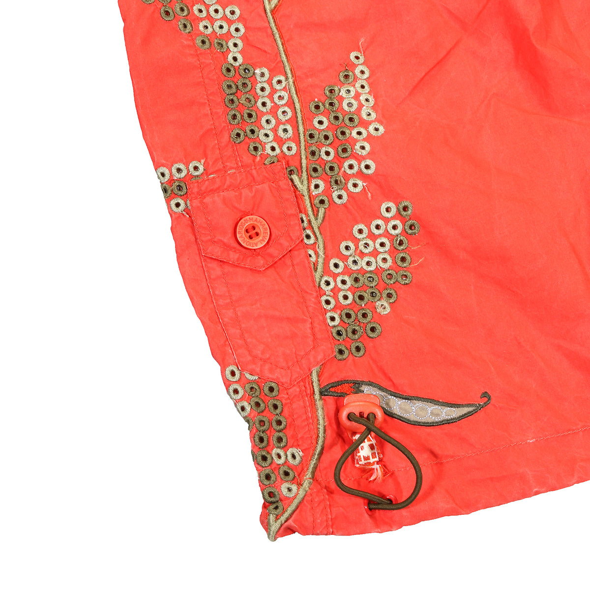 Maharishi Orange Floral Embroidered Track Pants