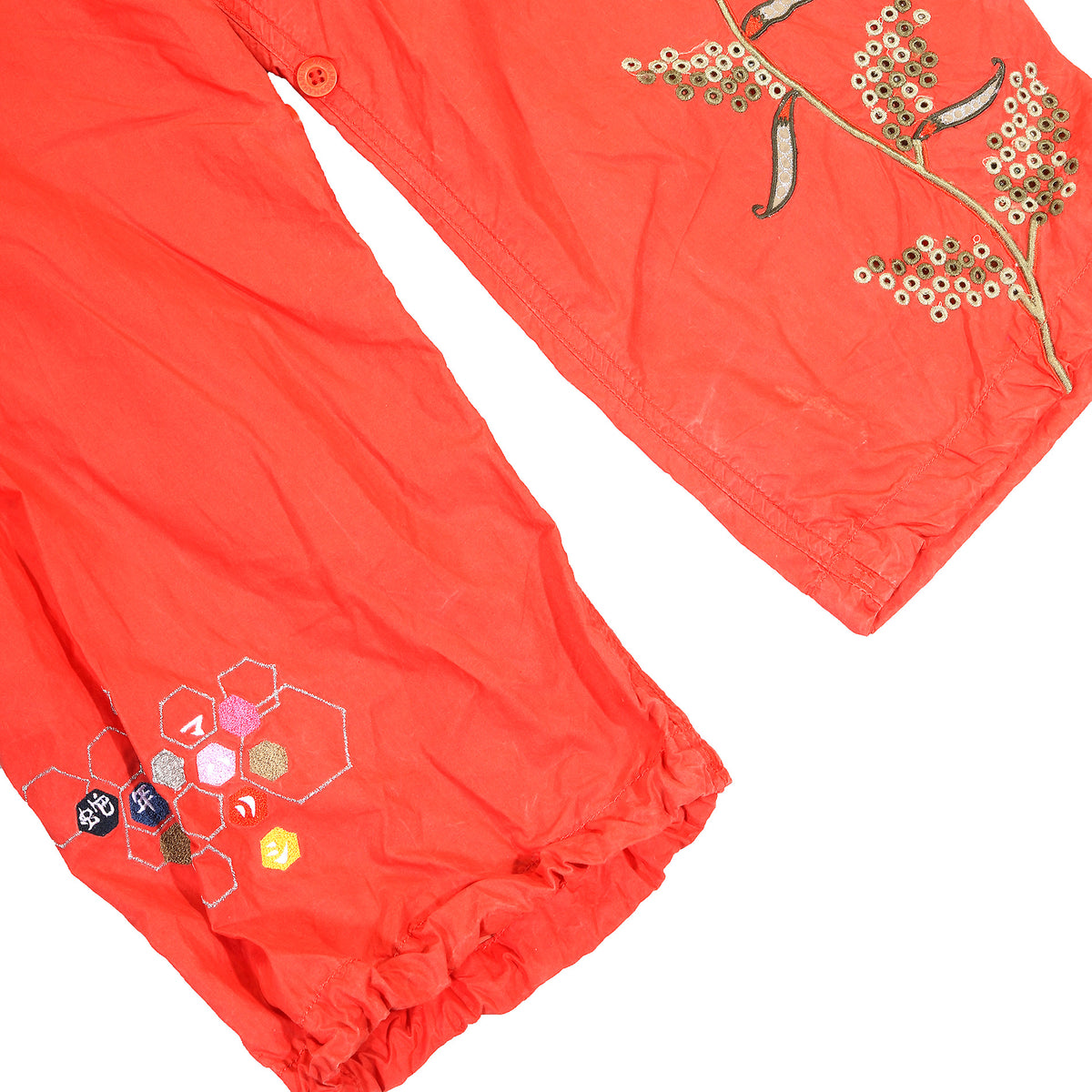 Maharishi Orange Floral Embroidered Track Pants