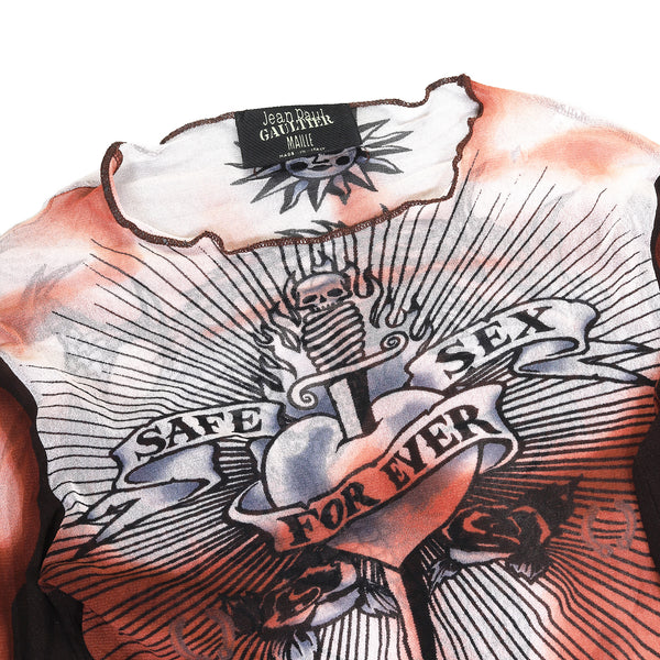 Jean Paul GAULTIER 96SS SAFE SEX タンクトップ Jean Paul Gaultier Safe Sex Forever Tattoo Mesh Tank SS1996