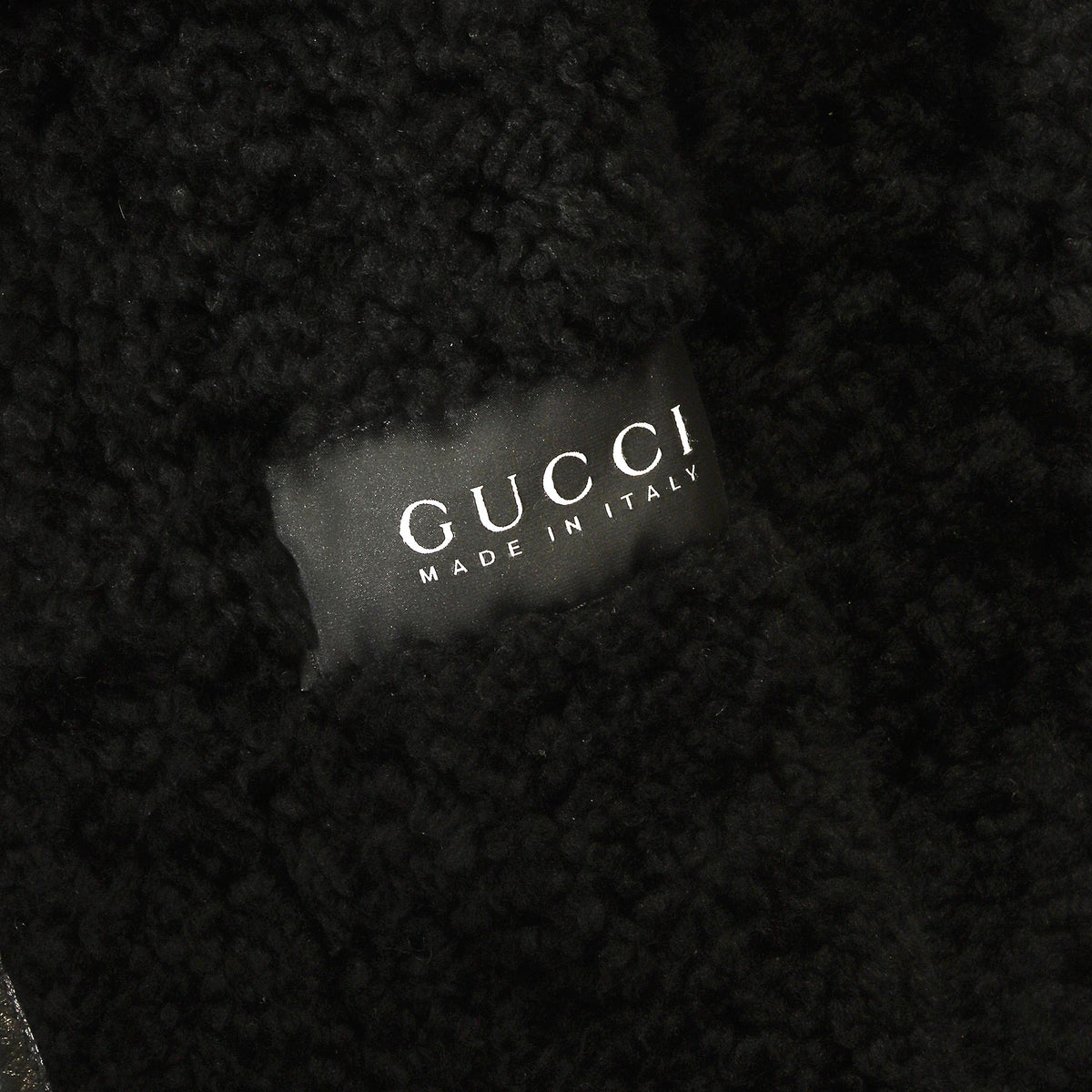 Gucci 90s by Tom Ford Black Shearling Fur Collar Coat