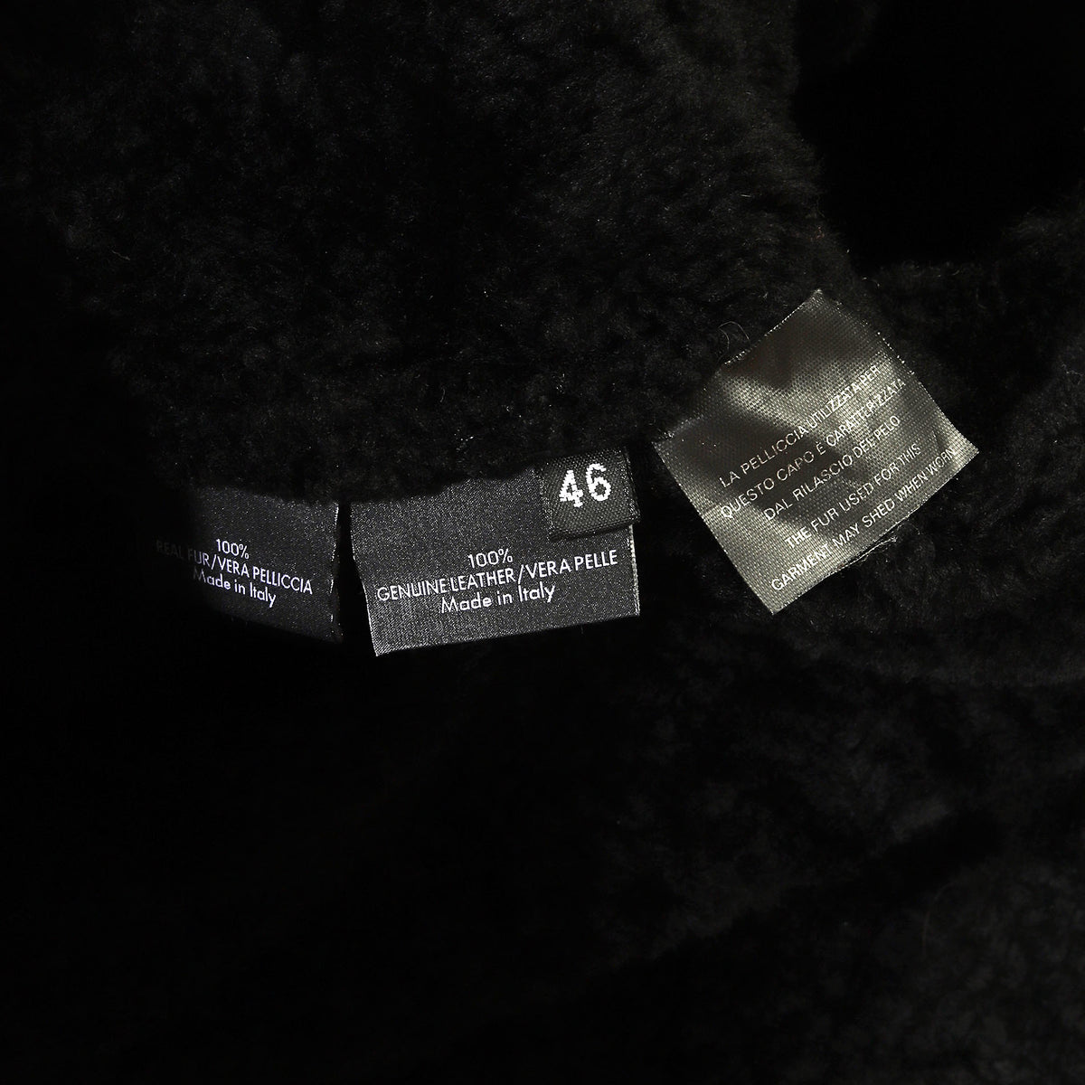 Gucci 90s by Tom Ford Black Shearling Fur Collar Coat