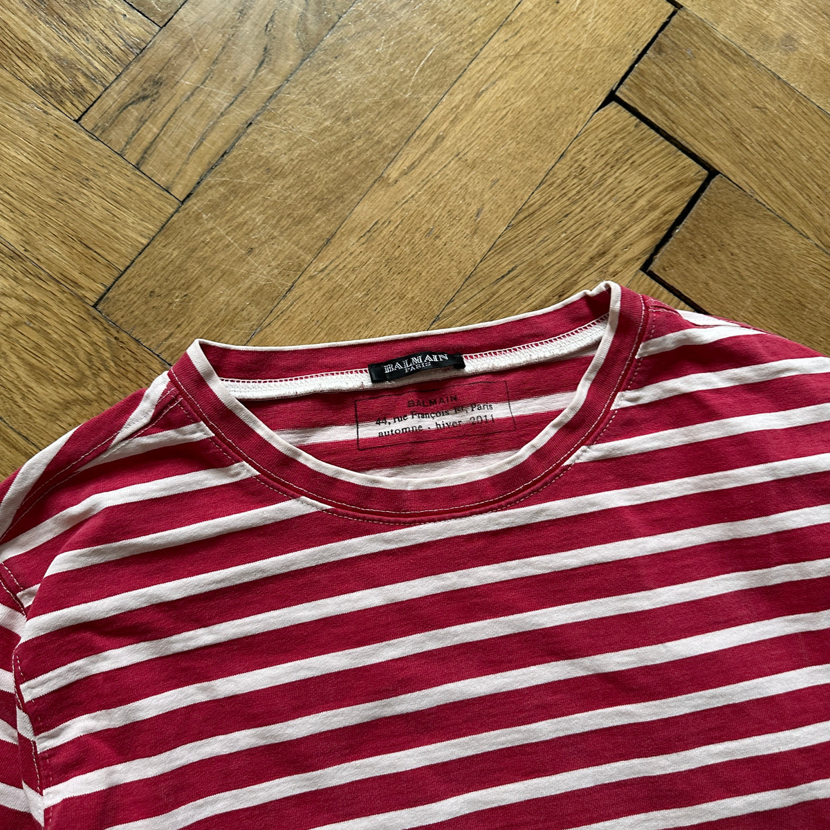 Balmain FW11 Striped Distressed Longsleeve