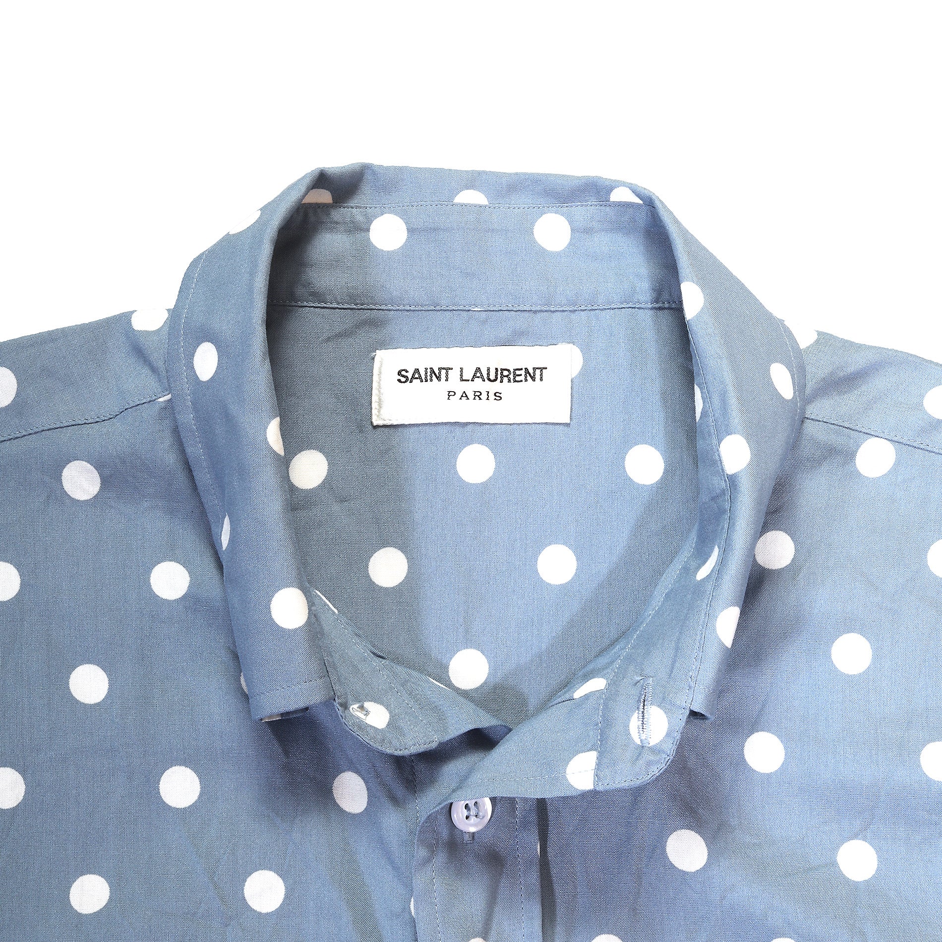 Saint Laurent Blue Polka Dot Shirt for Men