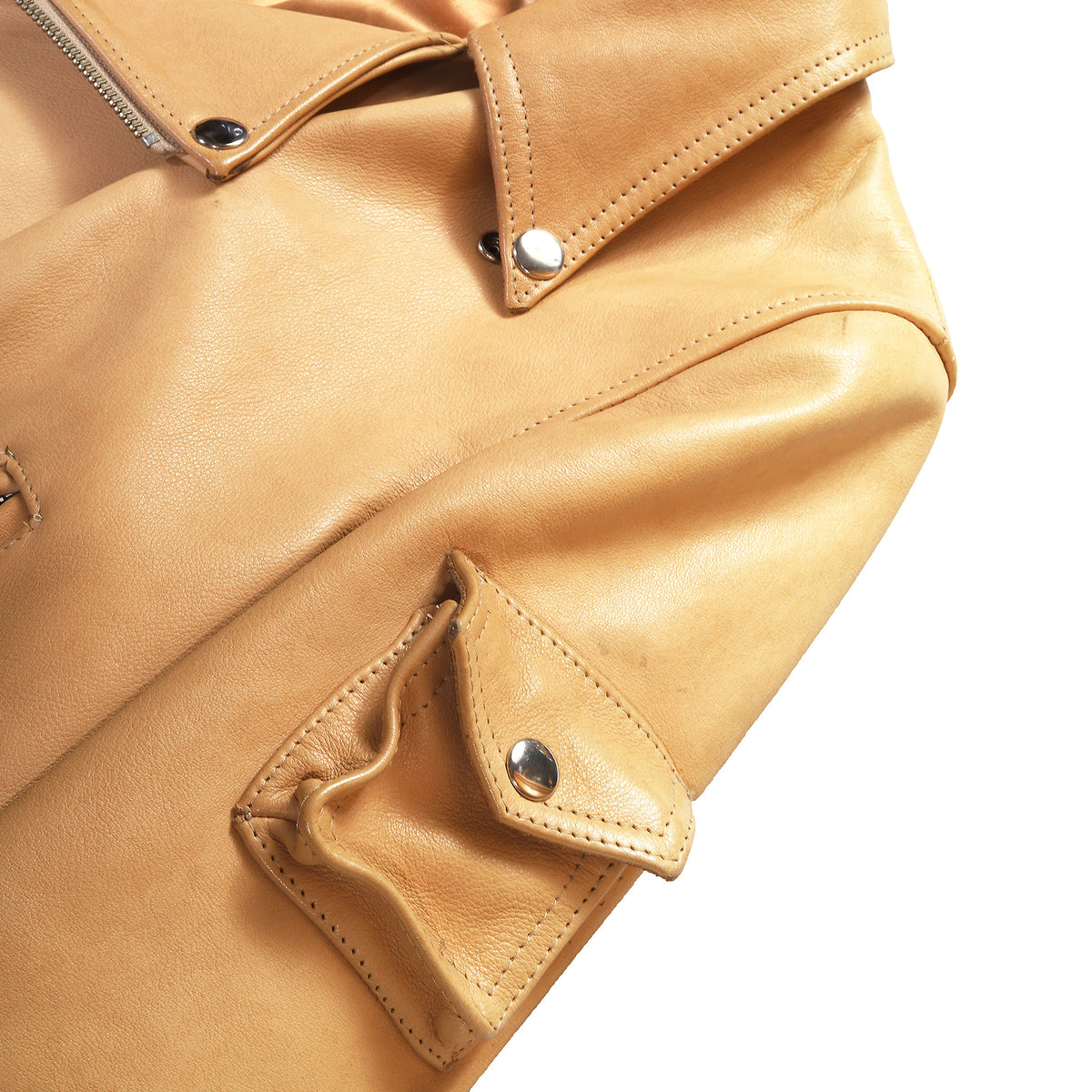 Raf Simons FW03 Closer Beige Leather Biker Jacket