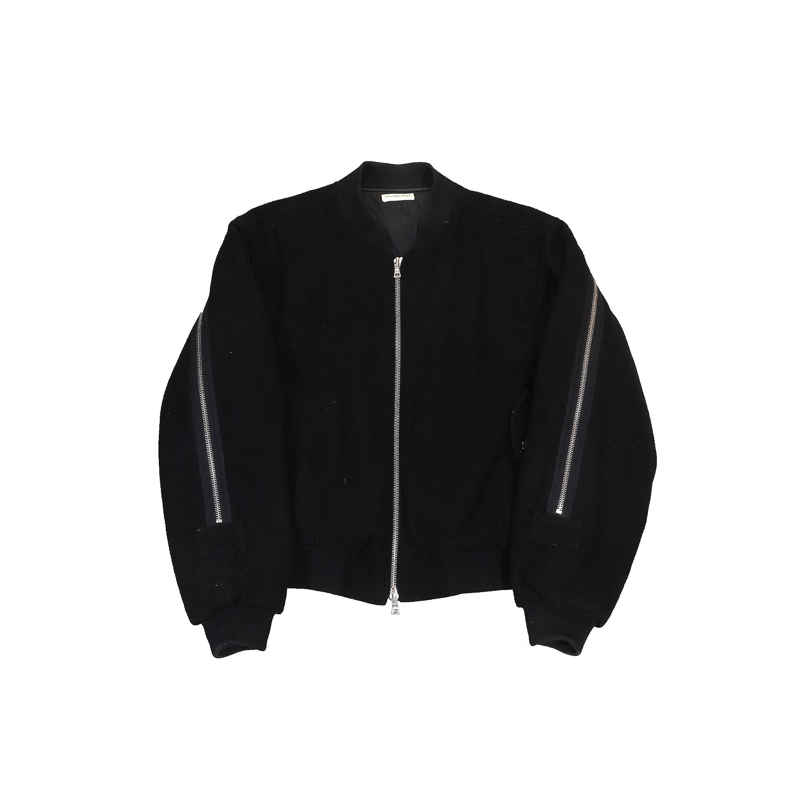 Dries Van Noten FW14 Black Wool Backzip Bomber