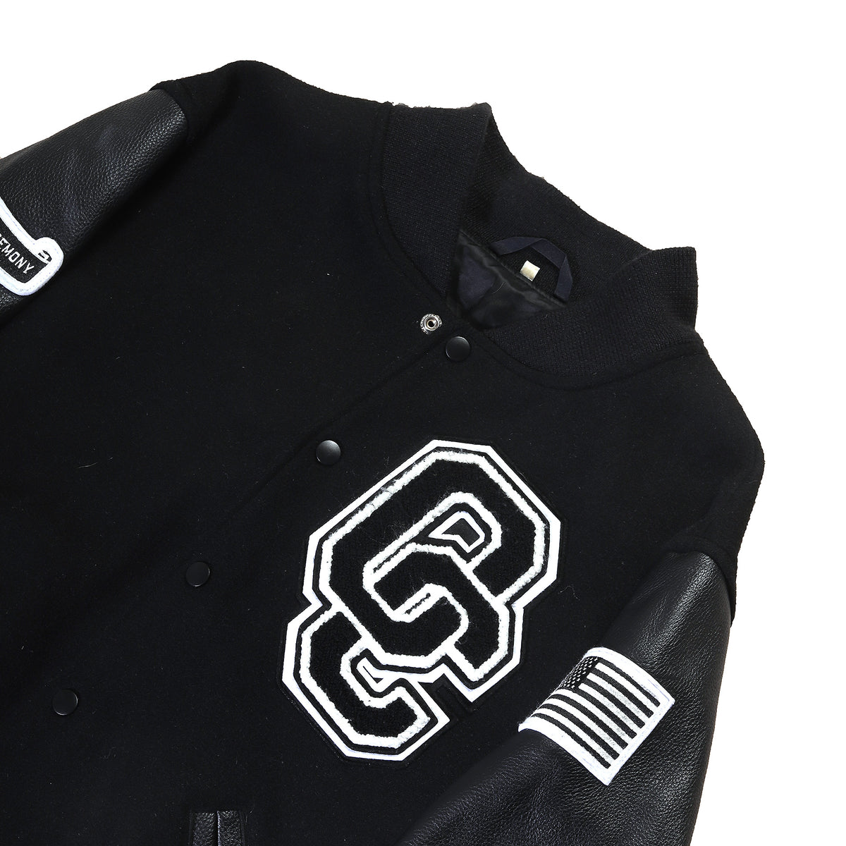 Opening Ceremony Black Leather Varsity Jacket