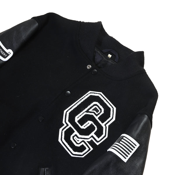 Opening Ceremony Black Leather Varsity Jacket - Ākaibu Store