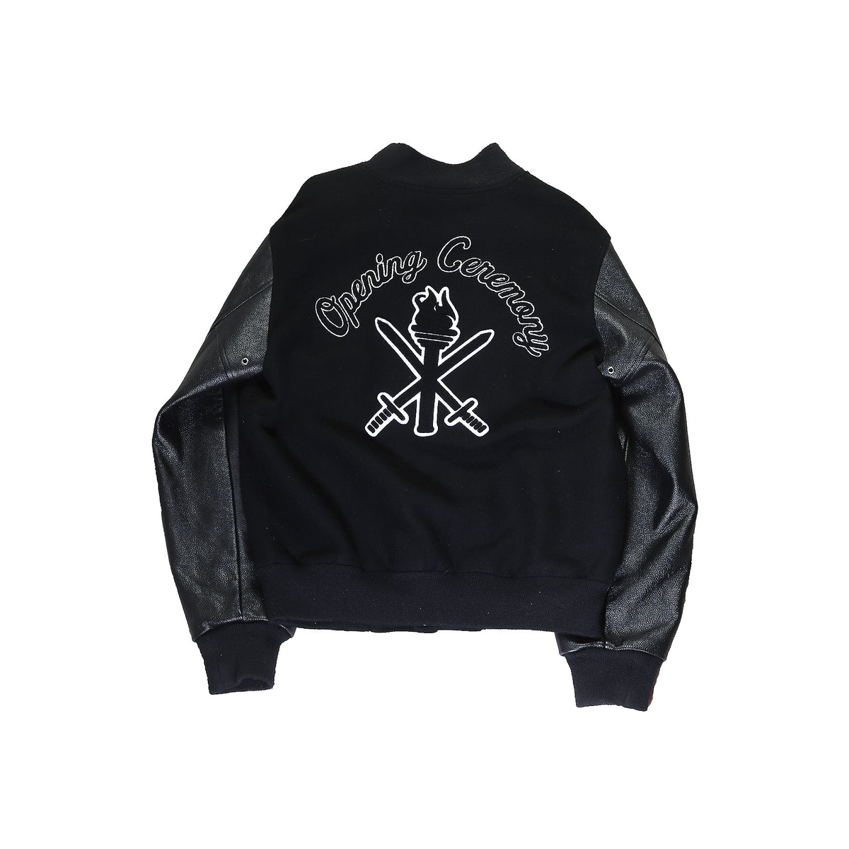 Opening Ceremony Black Leather Varsity Jacket