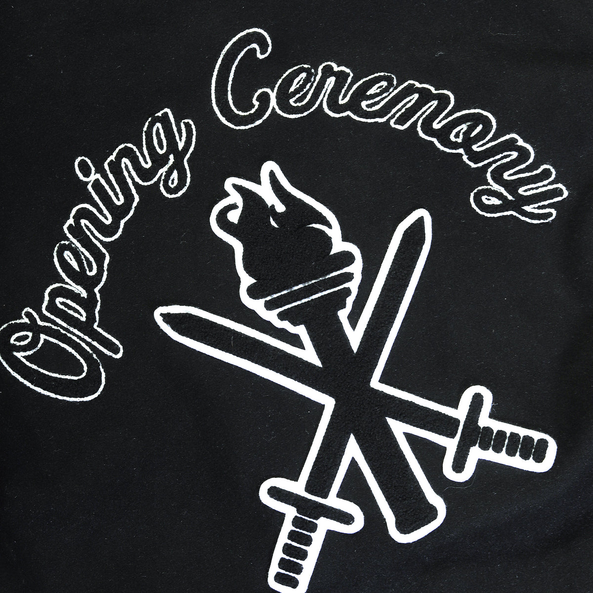 Opening Ceremony Black Leather Varsity Jacket