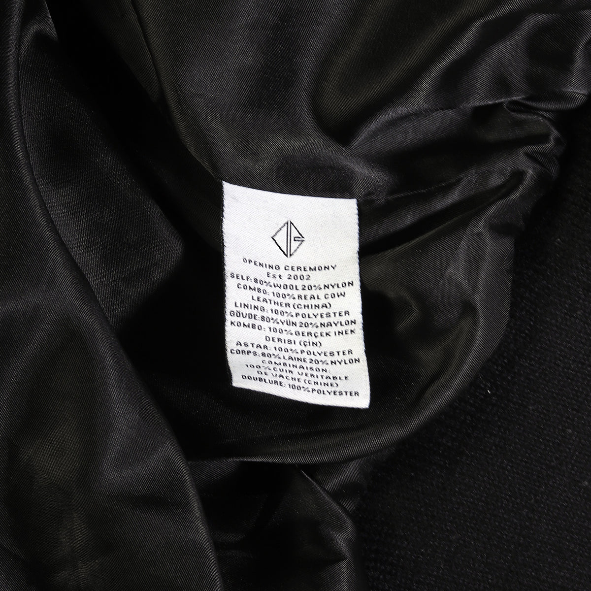 Opening Ceremony Black Leather Varsity Jacket