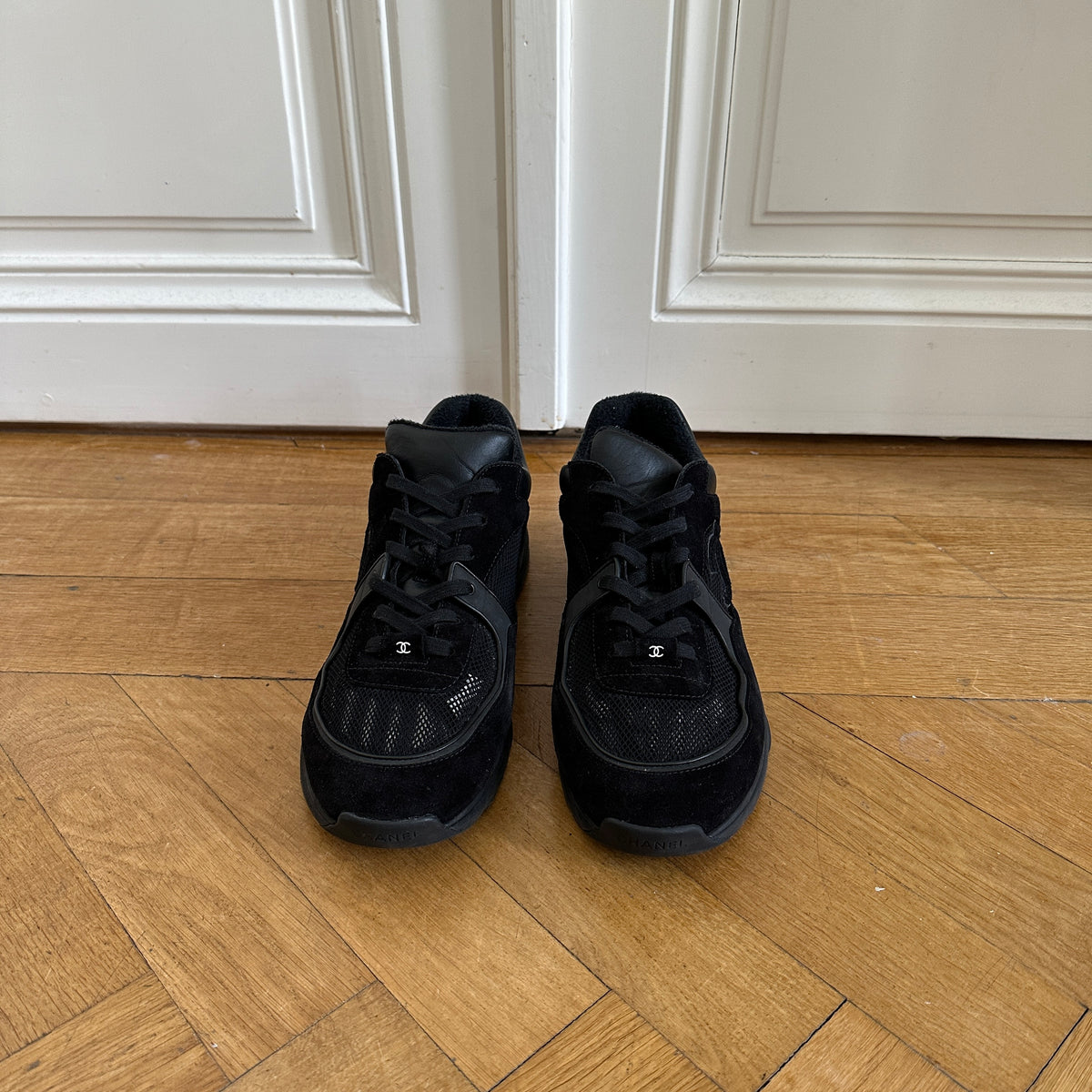 Chanel Mens Black Suede Mesh Trainer