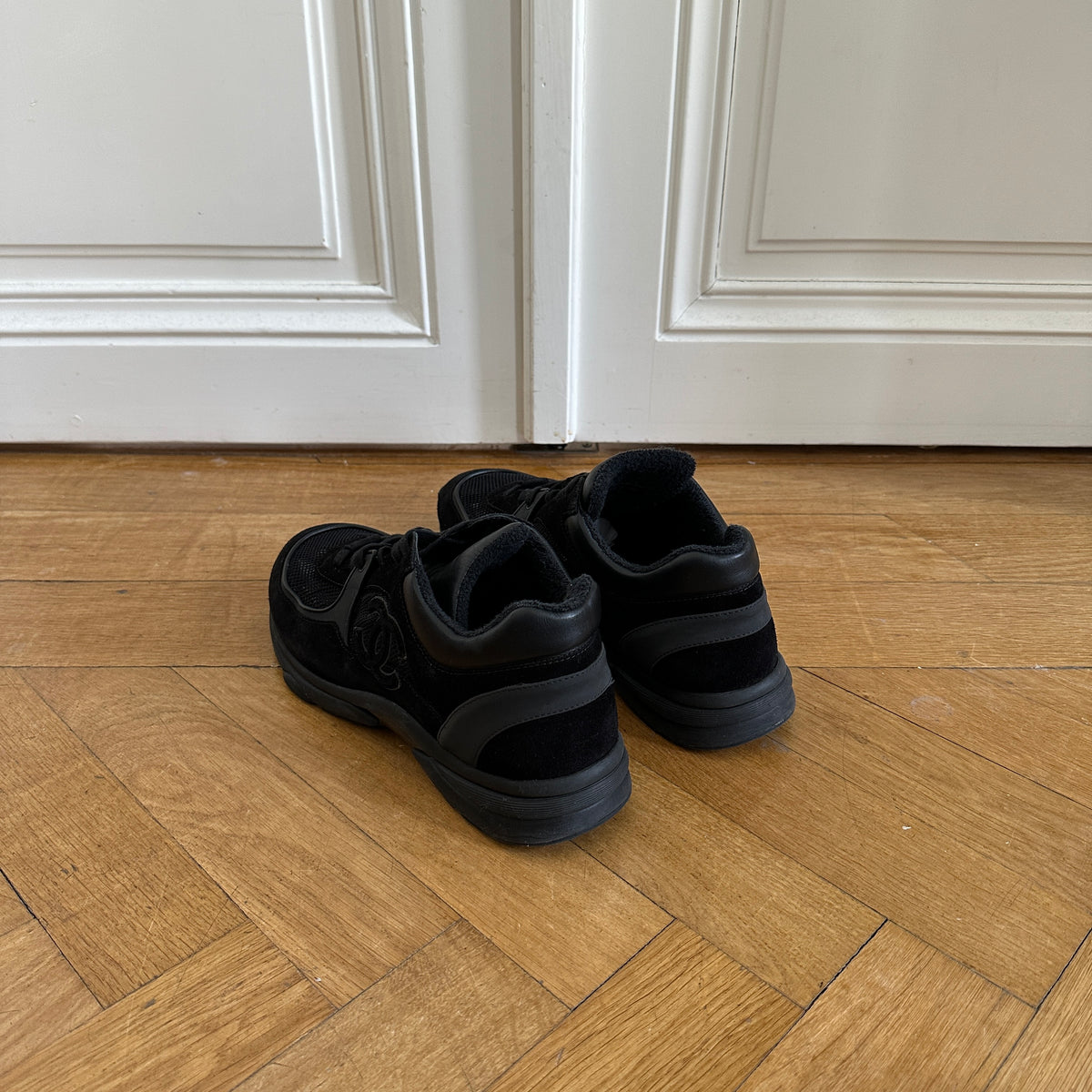Chanel Mens Black Suede Mesh Trainer