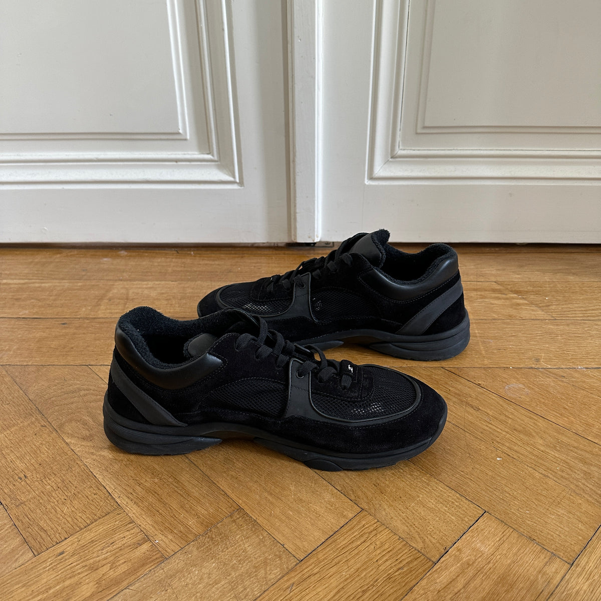 Chanel Mens Black Suede Mesh Trainer