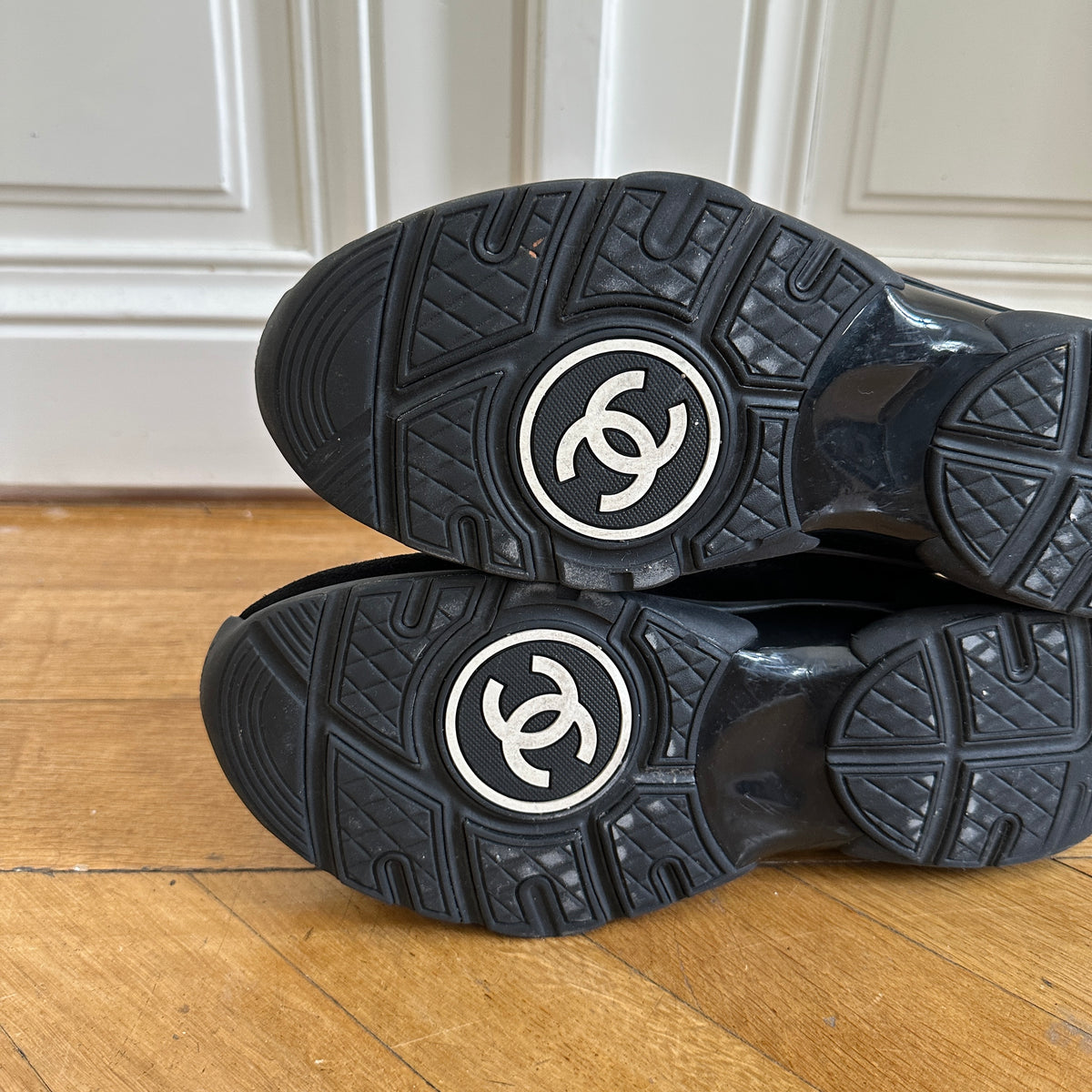 Chanel Mens Black Suede Mesh Trainer