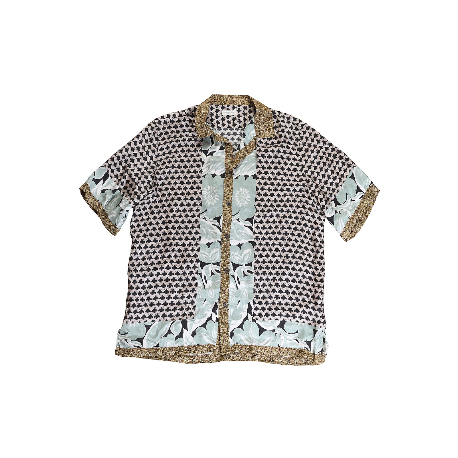 Dries Van Noten Floral Bee Short Sleeve Silk Shirt