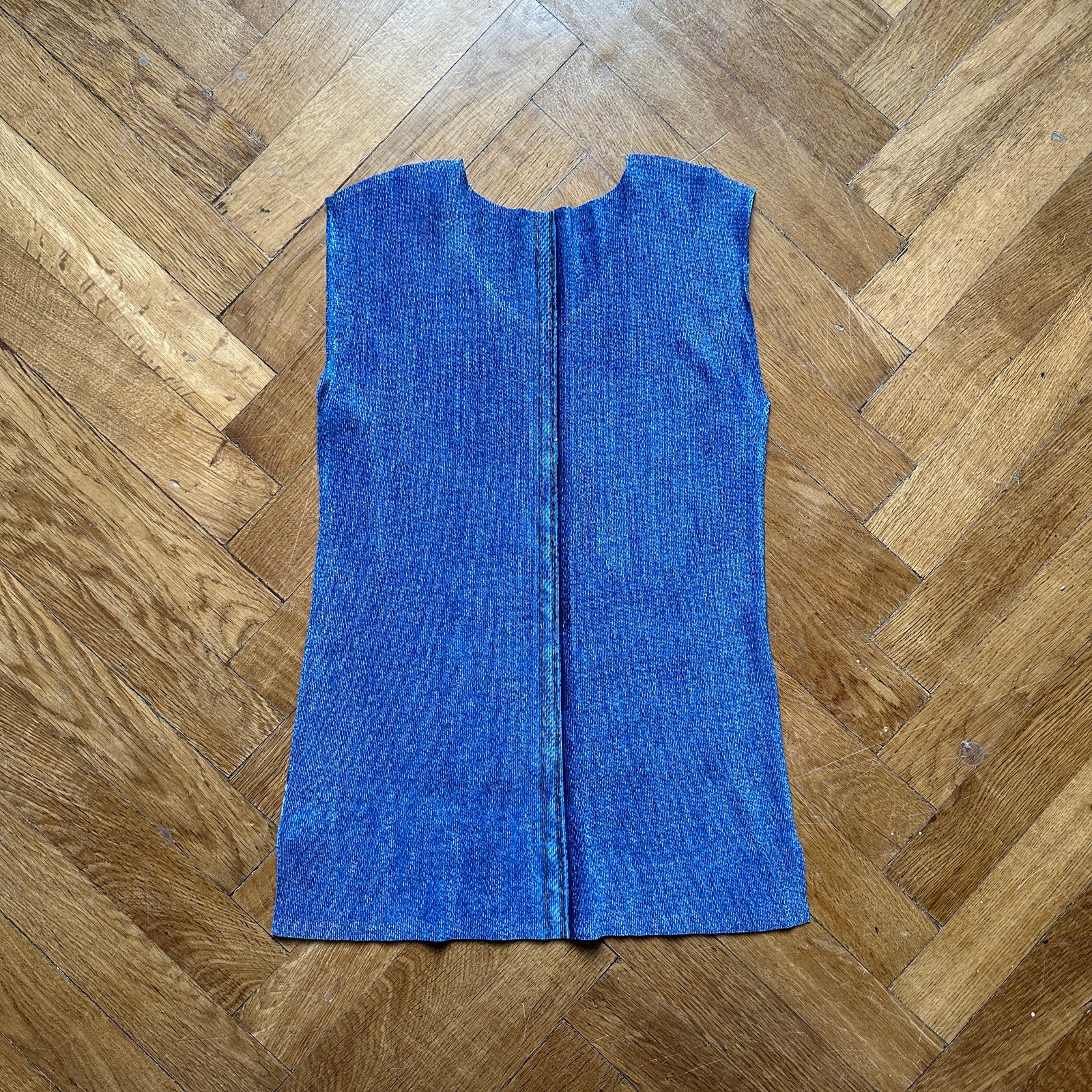Issey Miyake Pleats Please Tromp L'Oeil Denim Top