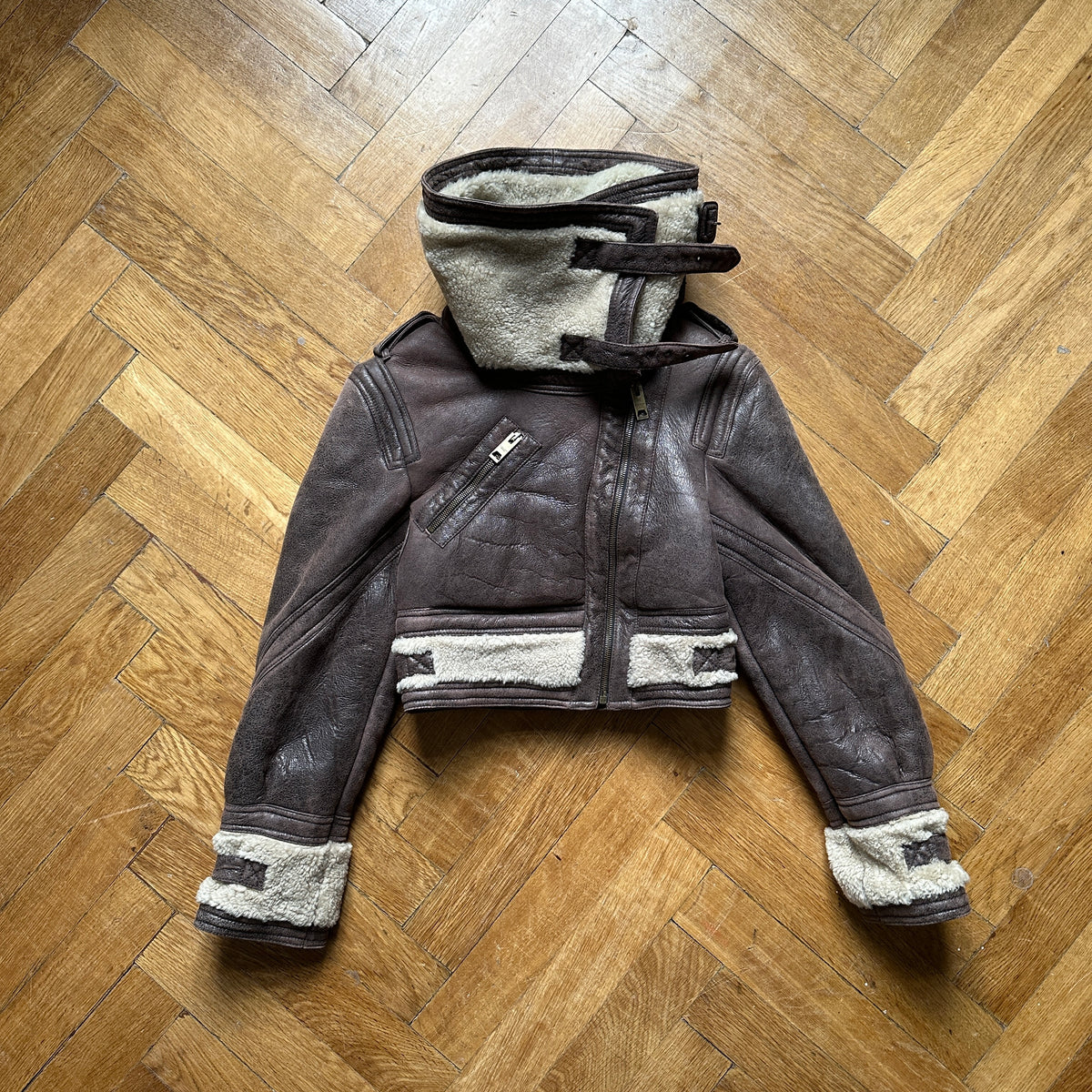 Burberry Prorsum FW10 Shearling Leather Aviator Cropped Jacket