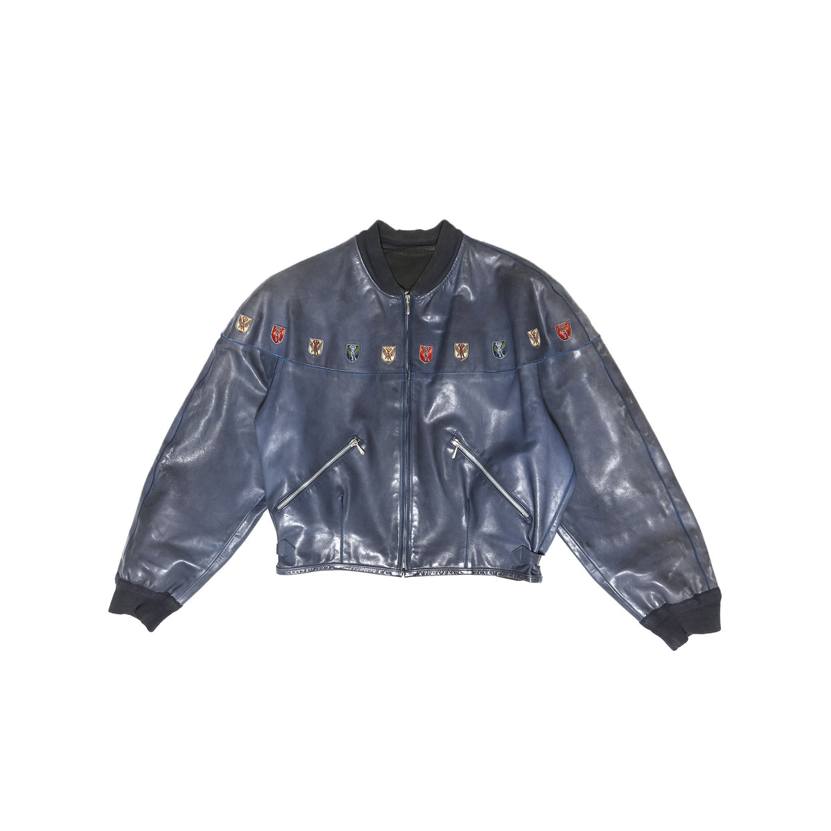 Jean Paul Gaultier AW87 Patched Leather Bomber Jacket.