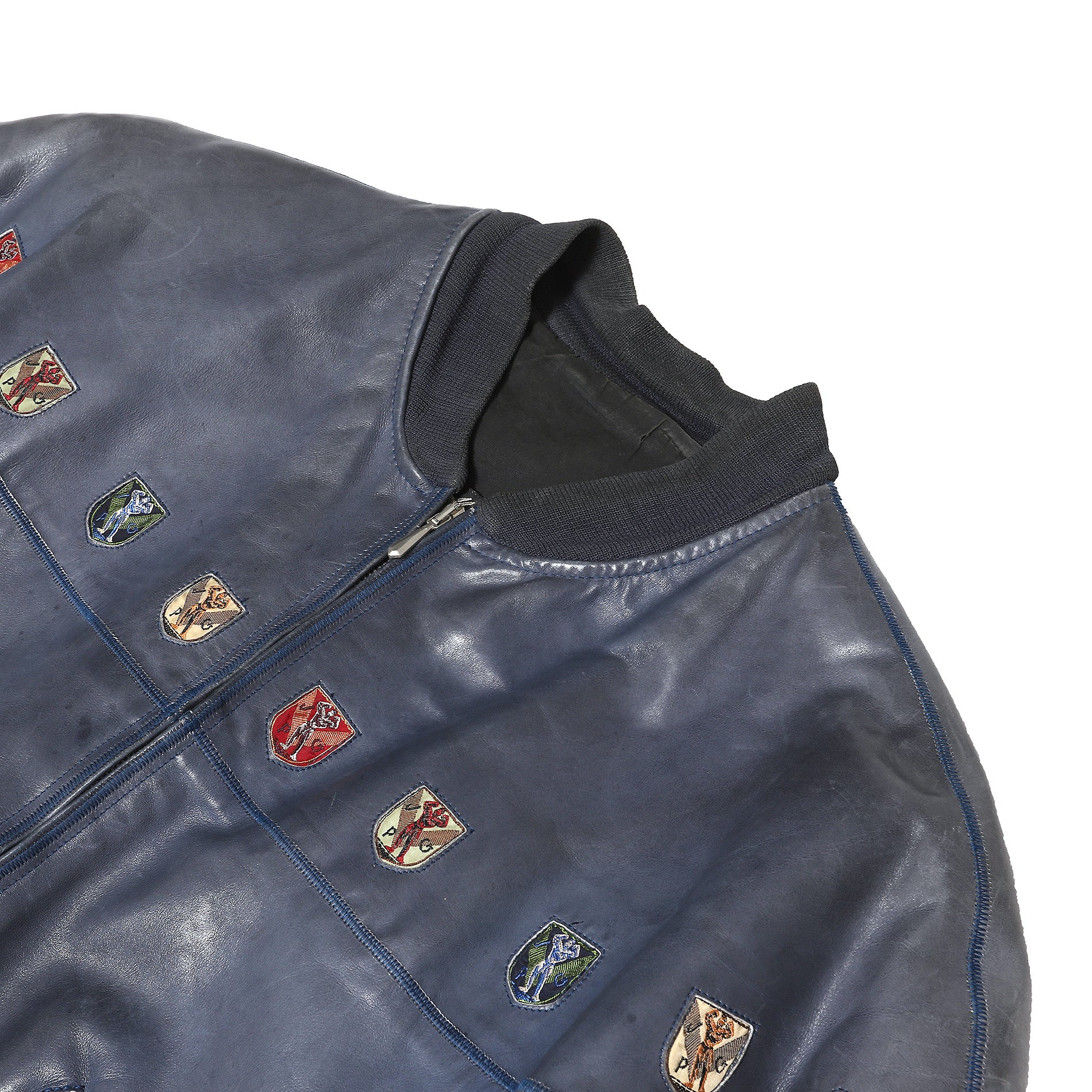 Jean Paul Gaultier AW87 Patched Leather Bomber Jacket.