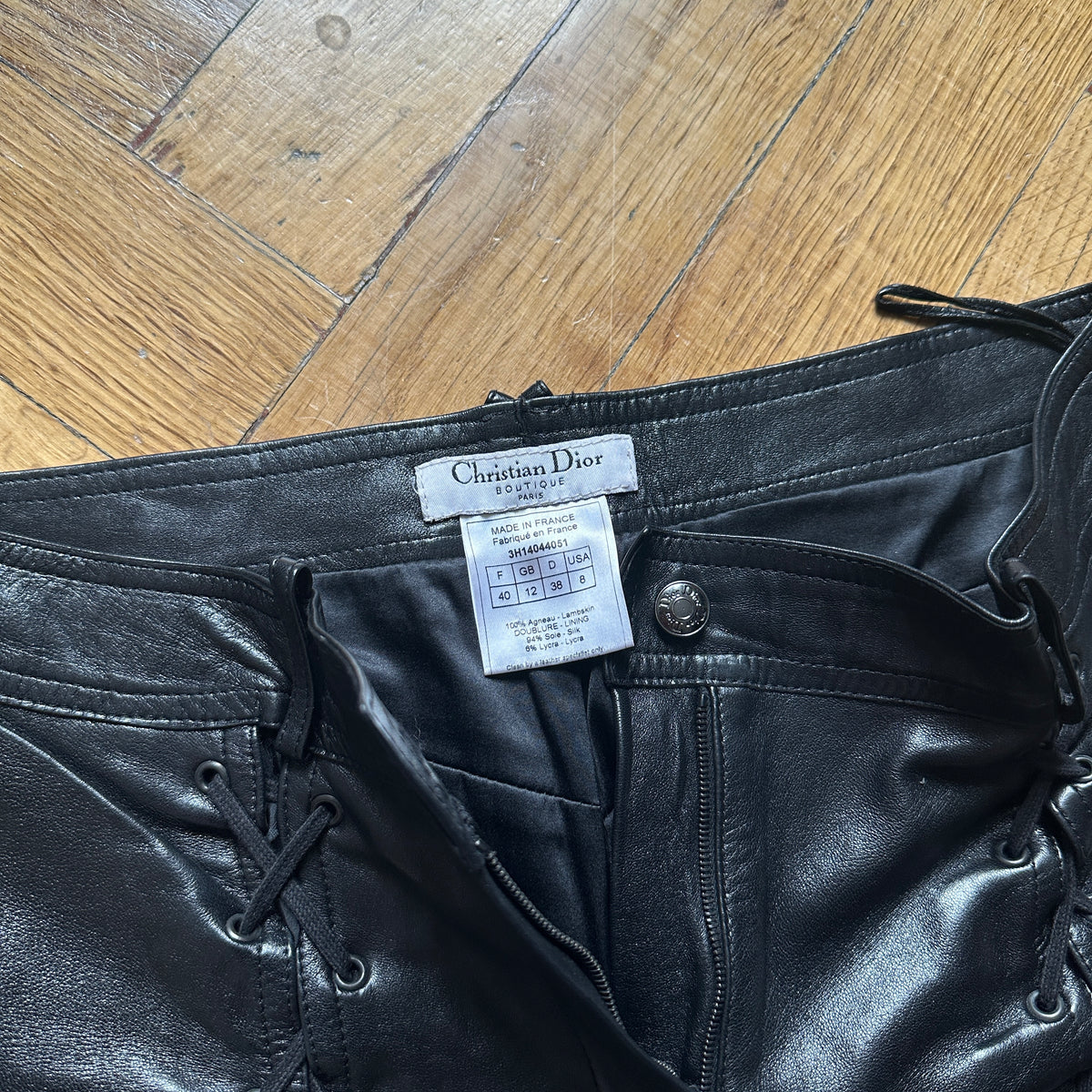 Christian Dior by John Galliano FW03 Black Laced Leather Pants